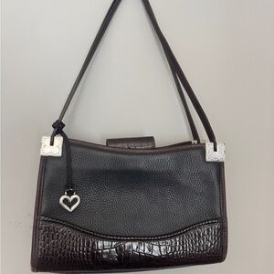 Brighton Gina Black and Brown Shoulder Bag with Heart Charm